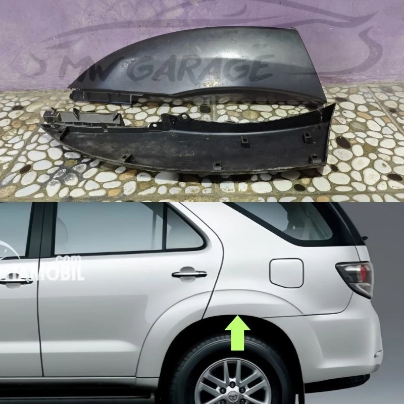 Over fender moulding body belakang Fortuner 2012 2013 2014 2015 Original